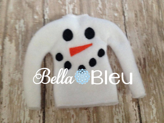 ITH In The Hoop Elf Snowman Face Winter Holiday Sweater Shirt Machine Embroidery Design