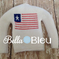 ITH In The Hoop Elf American Flag Baseball Stitches Sweater Shirt Embroidery Design