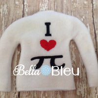 ITH In The Hoop Elf I love Heart Pi Sweater Shirt Embroidery Design