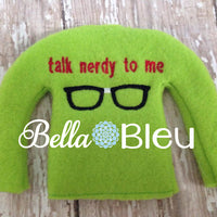 ITH In The Hoop Elf Geek Geeky "Talk Nerdy to me" Sweater Shirt embroidery design