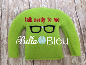 ITH In The Hoop Elf Geek Geeky "Talk Nerdy to me" Sweater Shirt embroidery design
