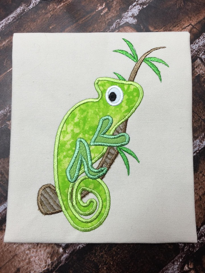 Chameleon Lizard Applique Machine Embroidery Design 8x8
