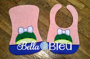 ITH In The hoop Baby Burp with Turtle Girl with bow Design Machine Embroidery Design
