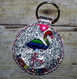ITH In The hoop Flamingo Key Fob Luggage Tag