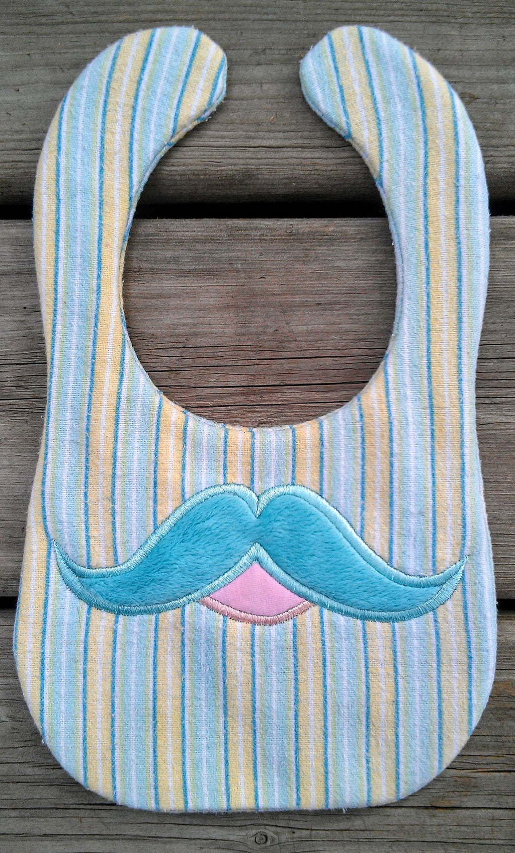 ITH In The hoop Bib with Mustache applique machine embroidery design