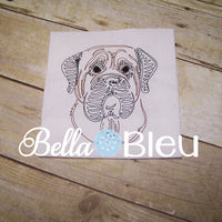 Mastiff Dog machine embroidery design Colorwork Redwork