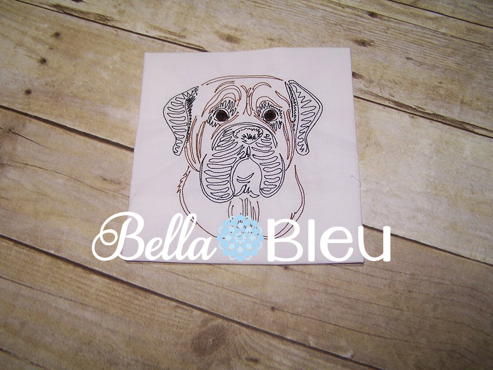 Mastiff Dog machine embroidery design Colorwork Redwork