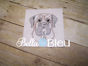 Mastiff Dog machine embroidery design Colorwork Redwork