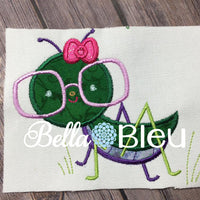 Applique Exclusive Grasshopper Girl Machine Embroidery Design bugs insects