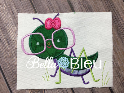 Applique Exclusive Grasshopper Girl Machine Embroidery Design bugs insects