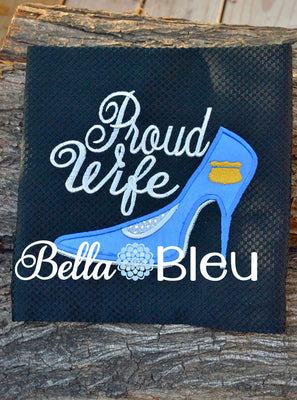 Sexy Support the Blue Police Heel Machine Applique Embroidery design