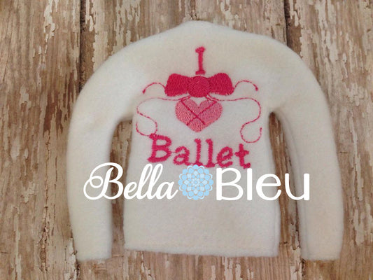 ITH In the Hoop Elf I love heart Ballet Sweater shirt embroidery design