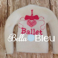ITH In the Hoop Elf I love heart Ballet Sweater shirt embroidery design