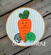Baby Peas and Carrots Machine Applique Embroidery Design