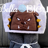 Bulldog dog Hooded towel topper peeker Machine Embroidery design