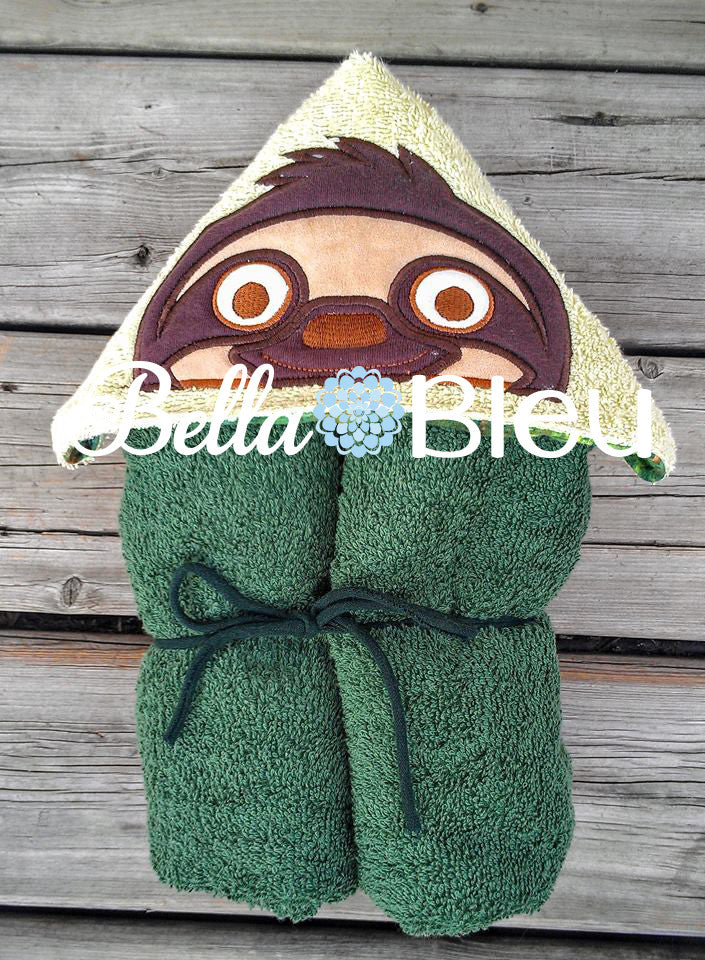 Sloth Towel Topper Bib Peeker Machine Applique Embroidery Design