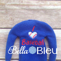 ITH In The Hoop Elf I love heart Baseball Sweater Shirt embroidery design