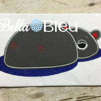 Hippo hiding in the water Machine Applique & Fill embroidery design