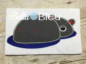 Hippo hiding in the water Machine Applique & Fill embroidery design