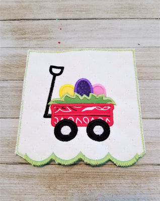 Easter Wagon with Eggs Applique