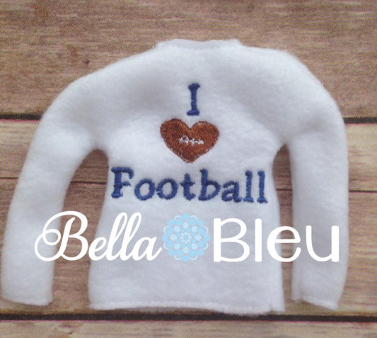 ITH In The Hoop Elf I love heart football sweater shirt embroidery design