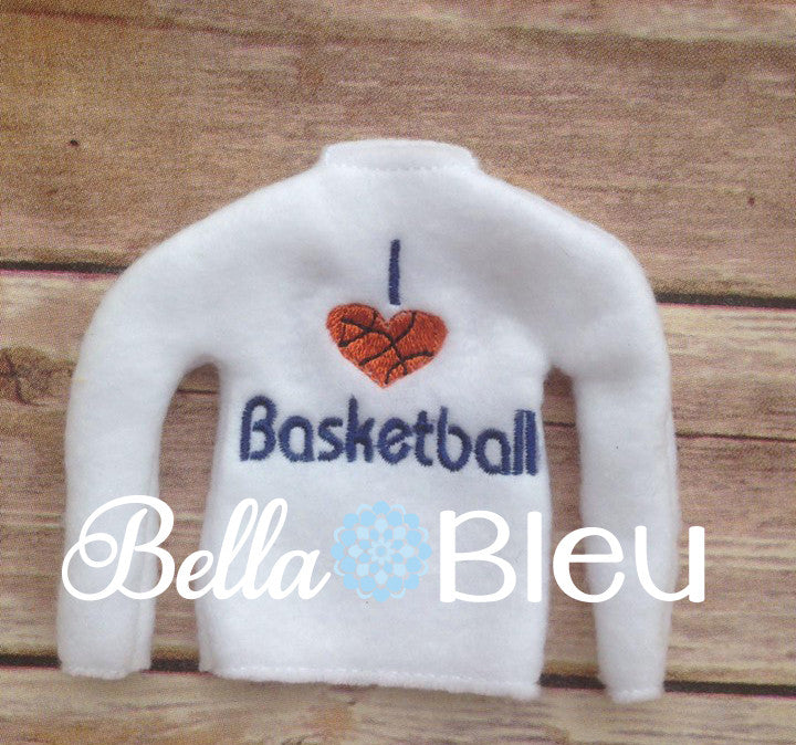 ITH In The Hoop Elf I love heart Basketball sweater shirt embroidery design