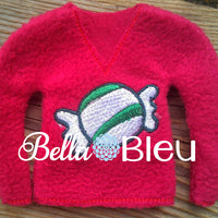 ITH In The Hoop Elf Christmas Candy Sweater Shirt Embroidery Design