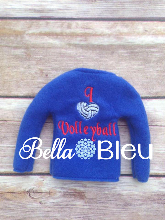 ITH In The Hoop Elf I love heart Volleyball Sweater Shirt Embroidery Design