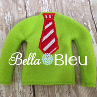 ITH In The Hoop Elf Candy Cane Striped Tie Sweater Shirt Embroidery Design