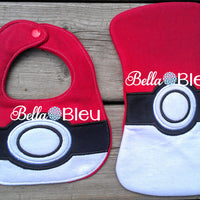 ITH In The hoop Baby Burp with Inspired Pokemon ball Design Machine Embroidery Design