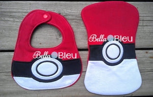 ITH In The hoop Baby Burp with Inspired Pokemon ball Design Machine Embroidery Design