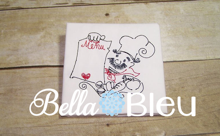 Beautiful Colorwork Kitchen Chef machine embroidery design