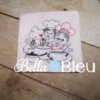Generations Kitchen Chefs Chef colorwork redwork machine embroidery design