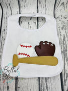 Baseball Bat Ball and Glove Applique