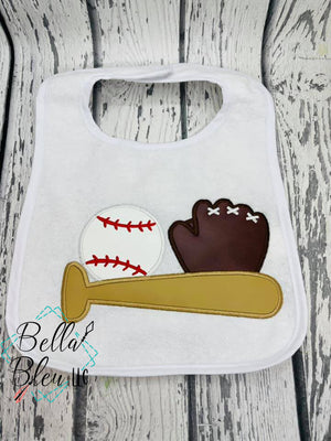 Baseball Bat Ball and Glove Applique