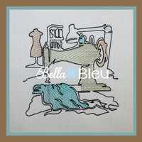 Beautiful Colorwork Redwork Sewing Machine #3 Embroidery Design