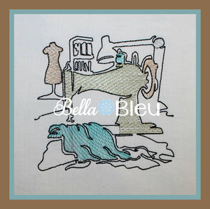 Beautiful Colorwork Redwork Sewing Machine #3 Embroidery Design