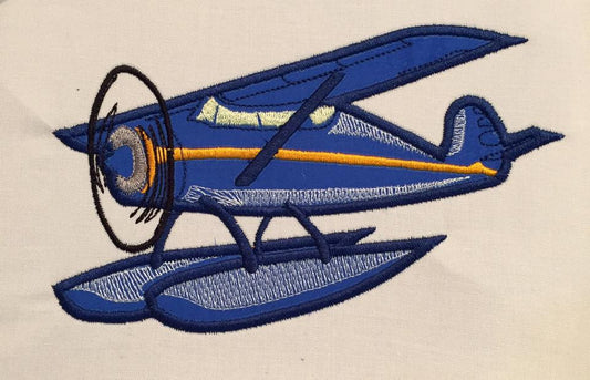 Sea Plane Machine Embroidery Applique Design