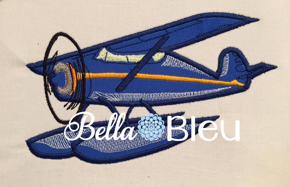 Sea Airplane Plane Machine Applique Embroidery Design