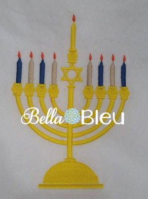 Hanukkah Embroidery Design, Star of David Menorah filled Embroidery Design, Chanukkah filled Embroidery Design