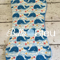 ITH In The hoop Baby Burp with Whales Whale Quilting Stipple Pattern Machine Embroidery Design