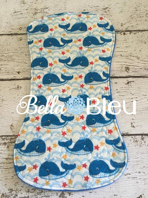 ITH In The hoop Baby Burp with Whales Whale Quilting Stipple Pattern Machine Embroidery Design