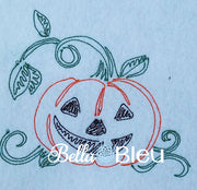 Colorwork Redwork Adorable Halloween Pumpkin Machine Embroidery Design
