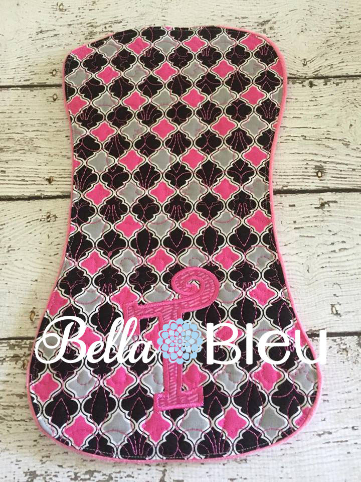 ITH In The hoop Baby Burp with Fleur De Lis Quilting Stipple Pattern Machine Embroidery Design