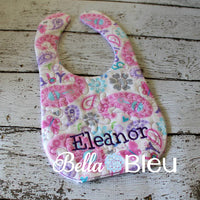 ITH In The hoop Baby Bib with Butterfly Quilting Stipple Pattern Machine Embroidery Design 5 sizes