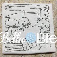 Football with Quarterback quilting Quick stitch redwork machine embroidery design