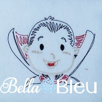 Colorwork Redwork Adorable Halloween Vampire Dracula Boy Machine Embroidery Design