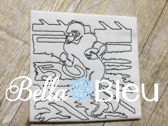 Football quick stitch Running back machine embroidery coloring quilting design