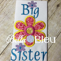 Big Sister Flower Floral Machine Applique Embroidery Design