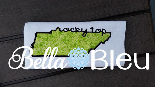 State of Tennessee with Rocky Top Signature Machine Applique Embroidery design